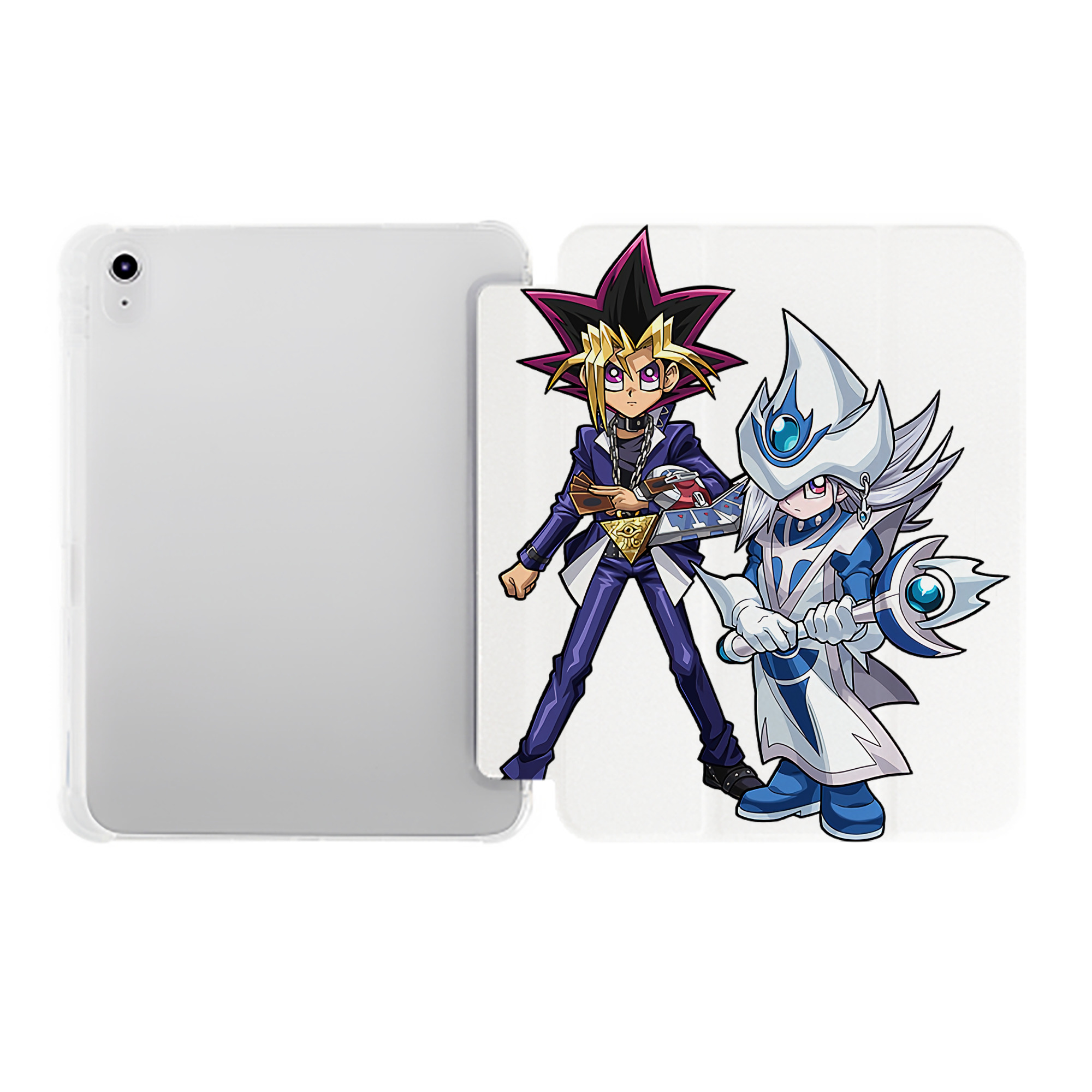 （画像用） 遊☆戯☆王 Yu-Gi-Oh! IPad ケース ペン収納付き 三つ折りスタンド PUレザー×シリコン 対応機種9.5/10.5/10.9インチ